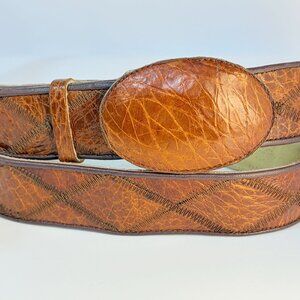 Genuine Sea Turtle Patchwork Western Belt Size 38 Butterscotch Peanut Brittle